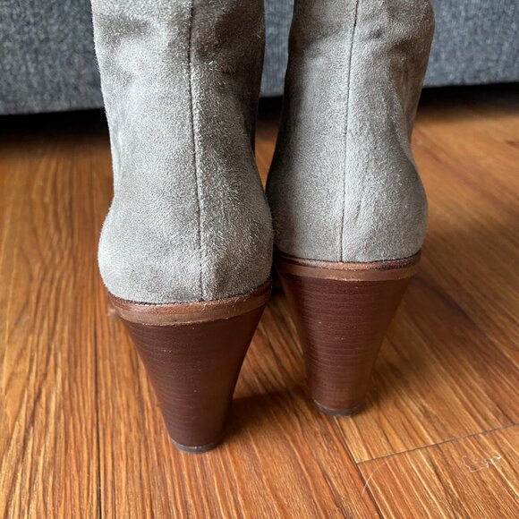 Splendid Sullie Knee High Pull On Boot Grey Suede Leather Stacked Heel - Picture 8 of 11